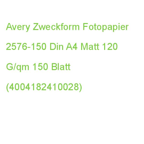 Avery Zweckform Fotopapier 2576-150 Din A4 Matt 120 G/qm 150 Blatt (4004182410028)