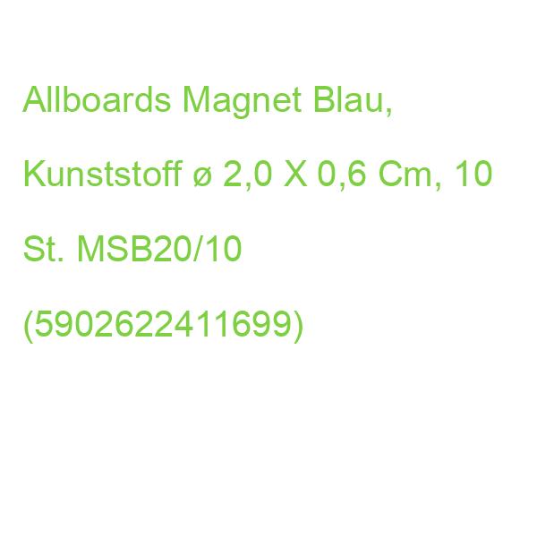Allboards Magnet Blau, Kunststoff  2,0 X 0,6 Cm, 10 St. MSB20/10 (5902622411699)