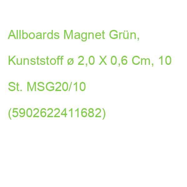 Allboards Magnet Grün, Kunststoff  2,0 X 0,6 Cm, 10 St. MSG20/10 (5902622411682)