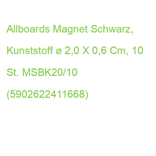 Allboards Magnet Schwarz, Kunststoff  2,0 X 0,6 Cm, 10 St. MSBK20/10 (5902622411668)