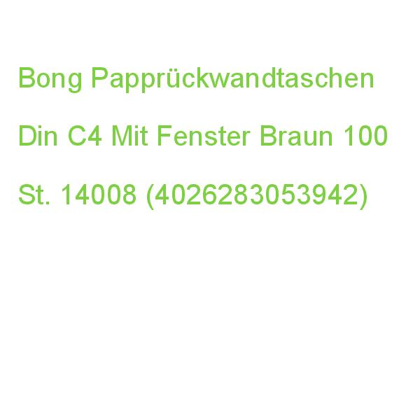 Bong Papprückwandtaschen Din C4 Mit Fenster Braun 100 St. 00014008 (4026283053942)