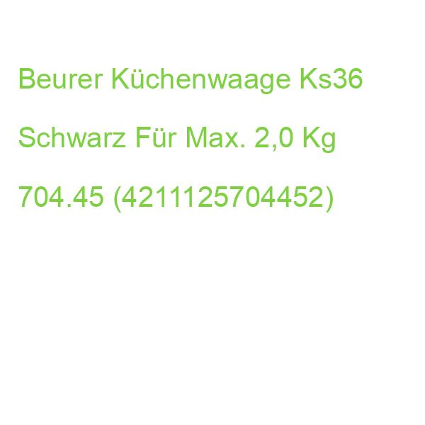 Beurer Küchenwaage Ks36 Schwarz Für Max. 2,0 Kg 704.45 (4211125704452)