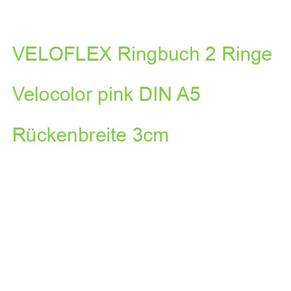VELOFLEX Ringbuch 2 Ringe Velocolor pink DIN A5 Rückenbreite 3cm