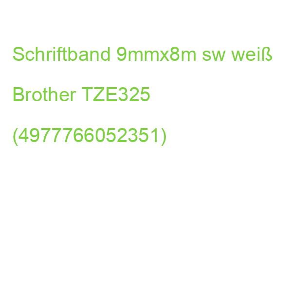 TZe-325 Schriftbandkassette laminiert 9 mmx8 m weiß auf schwarz BROTHER TZE325 (4977766052351)