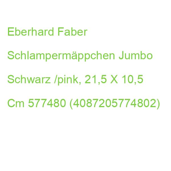 Eberhard Faber Schlampermäppchen Jumbo Schwarz /pink, 21,5 X 10,5 Cm 577480 (4087205774802)