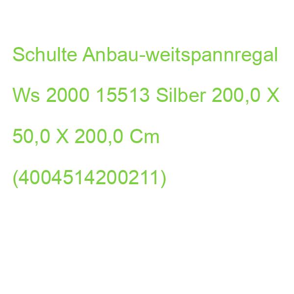 Schulte Anbau-schwerlast-weitspannregal Ws 2000 15513 Silber 200,0 X 50,0 X 200,0 Cm (4004514200211)