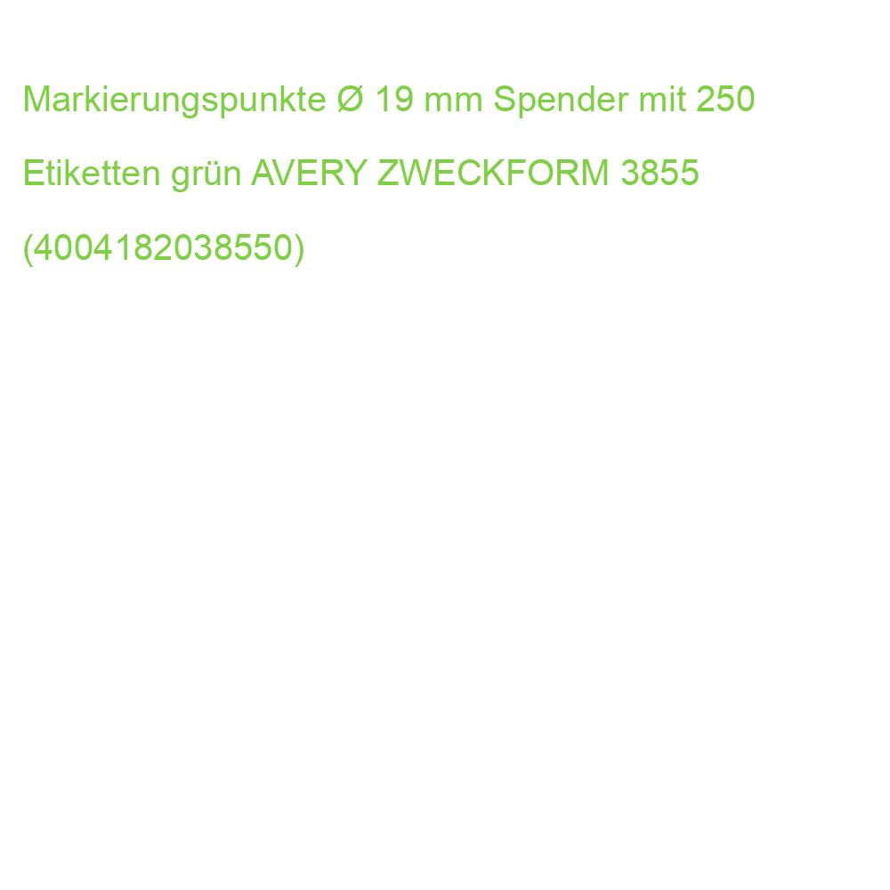Markierungspunkte  19 mm Spender mit 250 Etiketten grün AVERY ZWECKFORM 3855 (4004182038550)