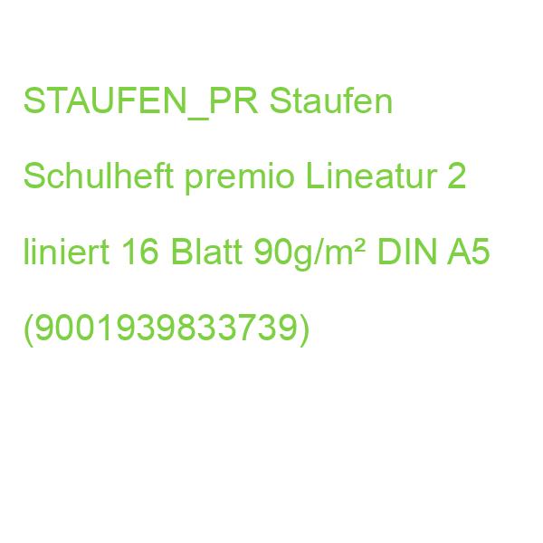 STAUFEN_PR Staufen Schulheft premio Lineatur 2 liniert 16 Blatt 90g/m² DIN A5 (9001939833739)