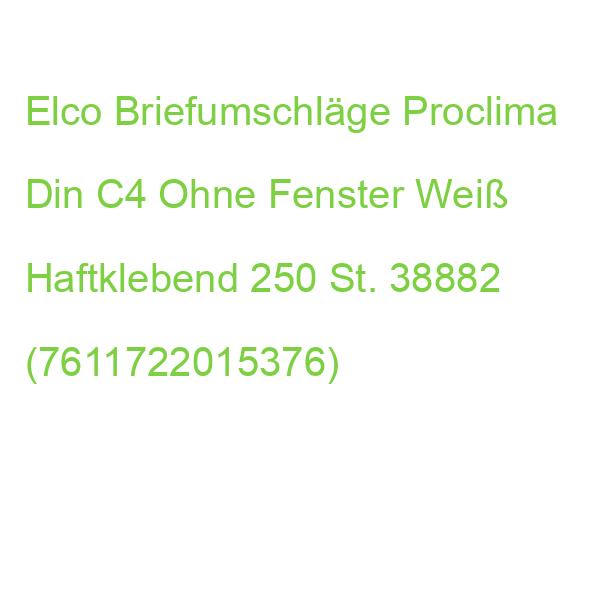 Elco Briefumschläge Proclima Din C4 Ohne Fenster Weiß Haftklebend 250 St. 38882 (7611722015376)