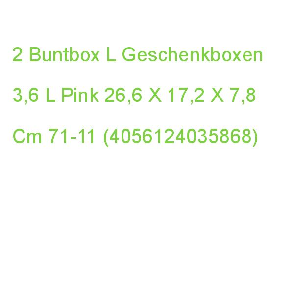 2 Buntbox L Geschenkboxen 3,6 L Pink 26,6 X 17,2 X 7,8 Cm 71-11 (4056124035868)