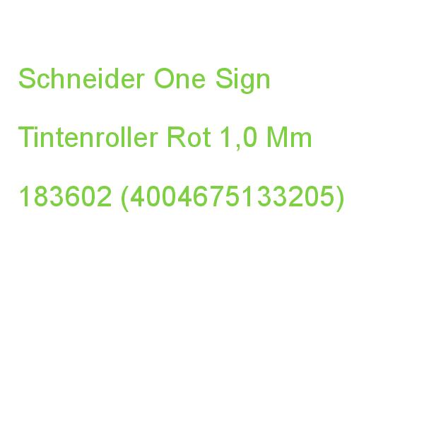 Schneider One Sign Tintenroller Schwarz 1,0 Mm, Schreibfarbe: Rot, 1 St. 183602 (4004675133205)
