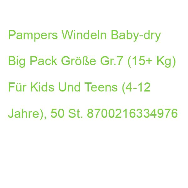 Pampers Windeln Baby-dry Big Pack Größe Gr.7 (15+ Kg) Für Kids Und Teens, 42 St. 8700216334976