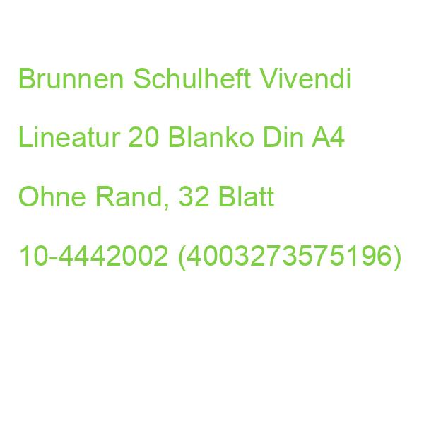 Brunnen Schulheft Vivendi Lineatur 20 Blanko Din A4 Ohne Rand, 32 Blatt 10-4442002 (4003273575196)