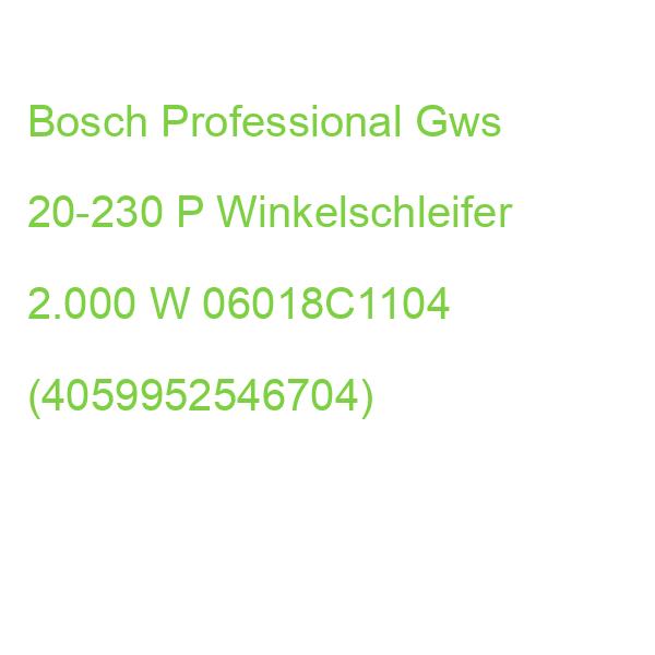 Bosch Professional Gws 20-230 P Winkelschleifer 2.000 W 06018C1104 (4059952546704)