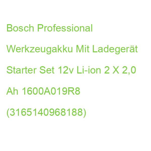 Bosch Professional Werkzeugakku Mit Ladegerät Starter Set 12v Li-ion 2 X 2,0 Ah 1600A019R8 (3165140968188)