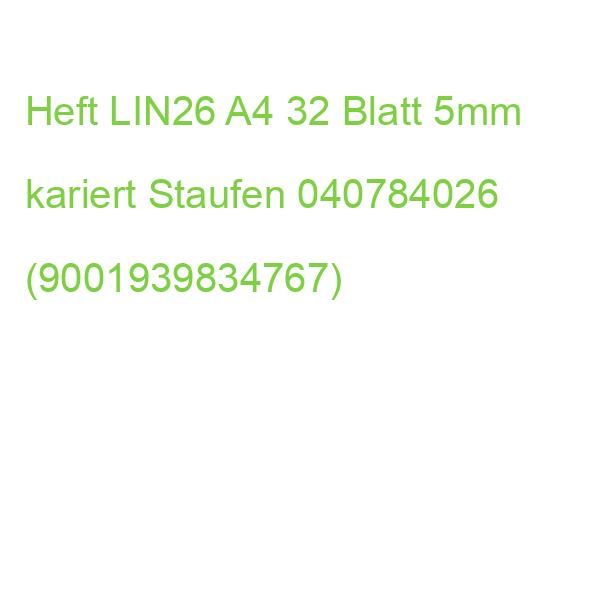 Heft LIN26, A4, 32 Blatt 90 g qm 5 mm kariert mit Rand Staufen 040784026 (9001939834767)