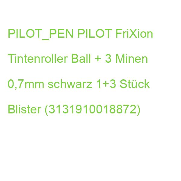 PILOT_PEN PILOT FriXion Tintenroller Ball + 3 Minen 0,7mm schwarz 1+3 Stück Blister (3131910018872)