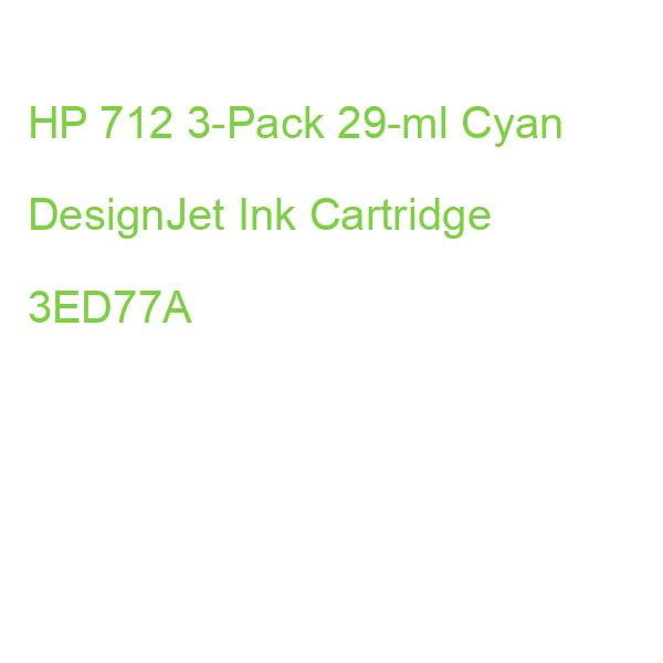 HP 712 3-Pack 29-ml Cyan DesignJet Ink Cartridge 3ED77A