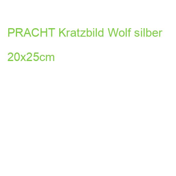PRACHT Kratzbild Wolf silber 20x25cm