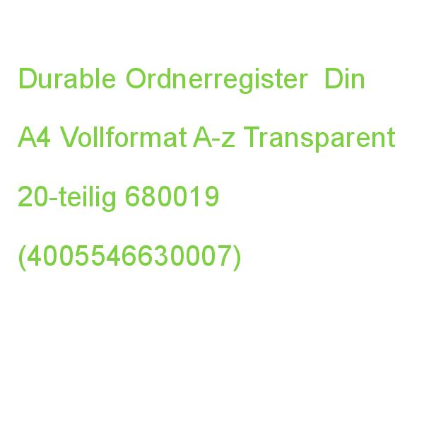Durable Ordnerregister Din A4 Vollformat A-z Transparent 20-teilig, 1 Satz 680019 (4005546630007)
