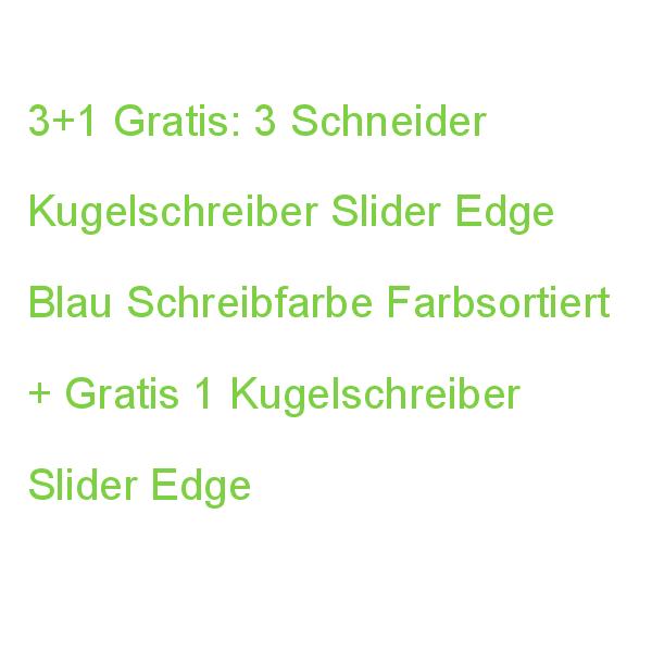 3 + 1 Gratis: Schneider Kugelschreiber Slider Edge Hellblau, Schreibfarbe: Farbsortiert, 3 St. + Gratis 1 St. 152271