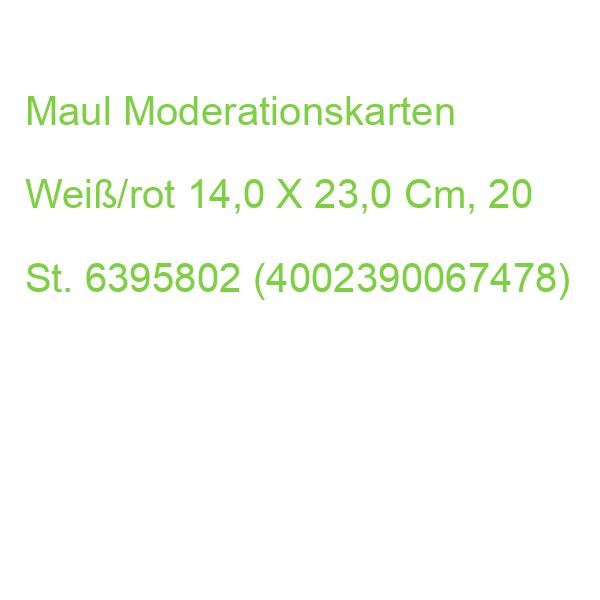 Maul Moderationskarten Weiß/rot 14,0 X 23,0 Cm, 20 St. 6395802 (4002390067478)