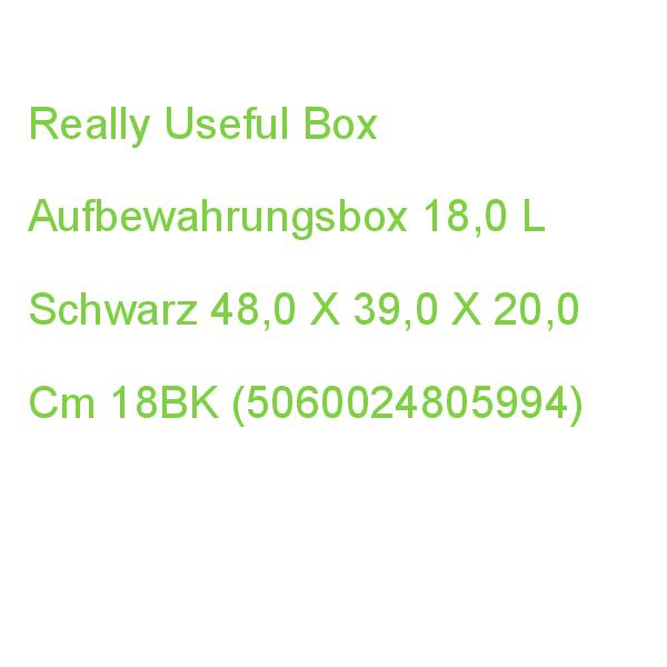 Really Useful Box Aufbewahrungsbox 18,0 L Schwarz 48,0 X 39,0 X 20,0 Cm 18BK (5060024805994)