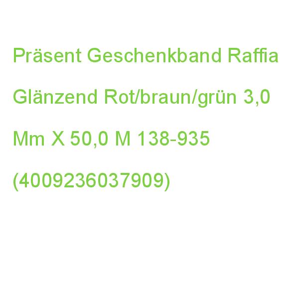 Präsent Geschenkband Raffia Glänzend Rot/braun/grün 3,0 Mm X 50,0 M 138-935 (4009236037909)