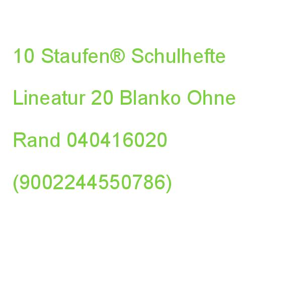 10 Staufen Schulhefte Lineatur 20 Blanko Din A4 Ohne Rand, 16 Blatt 040416020 (9002244550786)