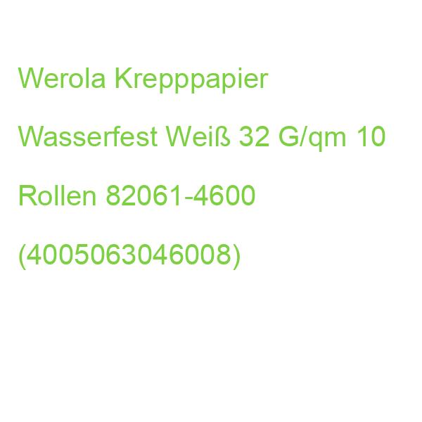 Werola Krepppapier Wasserfest Weiß 32 G/qm 10 Rollen 82061-4600 (4005063046008)