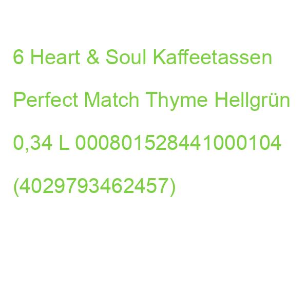 6 Heart & Soul Kaffeetassen Perfect Match Thyme Hellgrün 0,34 L 000801528441000104 (4029793462457)