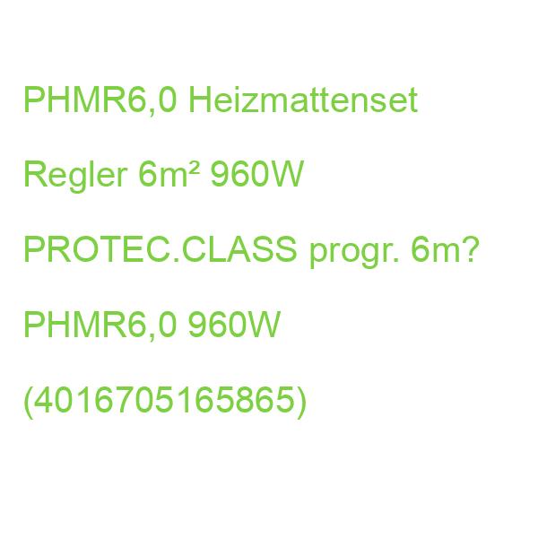 PHMR6,0 Heizmattenset Regler 6m² 960W PROTEC.CLASS progr. 6m? PHMR6,0 960W (4016705165865)