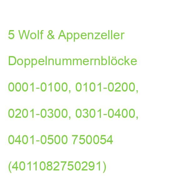 Wolf & Appenzeller Doppelnummernblöcke 0001-0100, 0101-0200, 0201-0300, 0301-0400, 0401-0500, Rot, 5 Blöcke 750054
