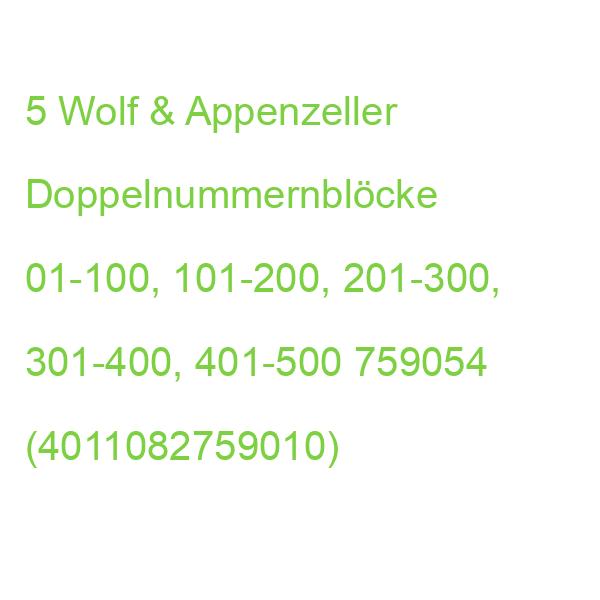 Wolf & Appenzeller Doppelnummernblöcke 01-100, 101-200, 201-300, 301-400, 401-500, Rot, 5 Blöcke 759054 (4011082759010)