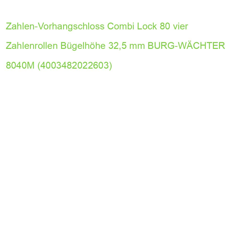 Zahlen-Vorhangschloss Combi Lock 80 vier Zahlenrollen Bügelhöhe 32,5 mm BURG-WÄCHTER 8040M (4003482022603)