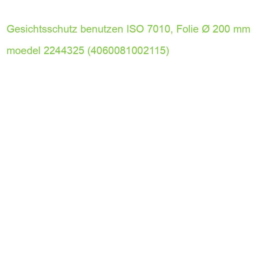 Gesichtsschutz benutzen ISO 7010, Folie  200 mm MOEDEL 51783 (4060081002115)