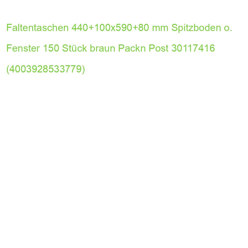 Faltentaschen 440+100x590+80 mm Spitzboden o. Fenster 150 Stück braun PACKN POST 30117416 (4003928533779)