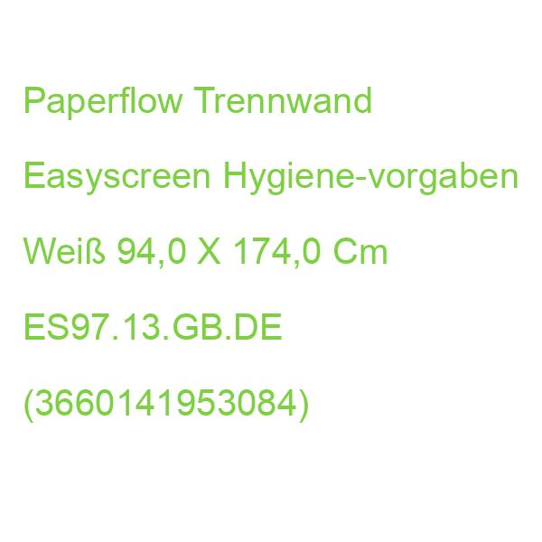 Paperflow Trennwand Easyscreen, Hygiene-vorgaben Weiß 94,0 X 174,0 Cm ES97.13.GB.DE (3660141953084)