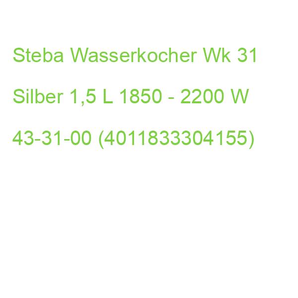Steba Wasserkocher Wk 31 Silber 1,5 L 1850 - 2200 W 43-31-00 (4011833304155)