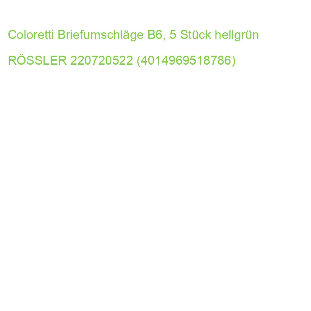 Coloretti Briefumschläge B6, 5 Stück hellgrün RÖSSLER 220720522 (4014969518786)