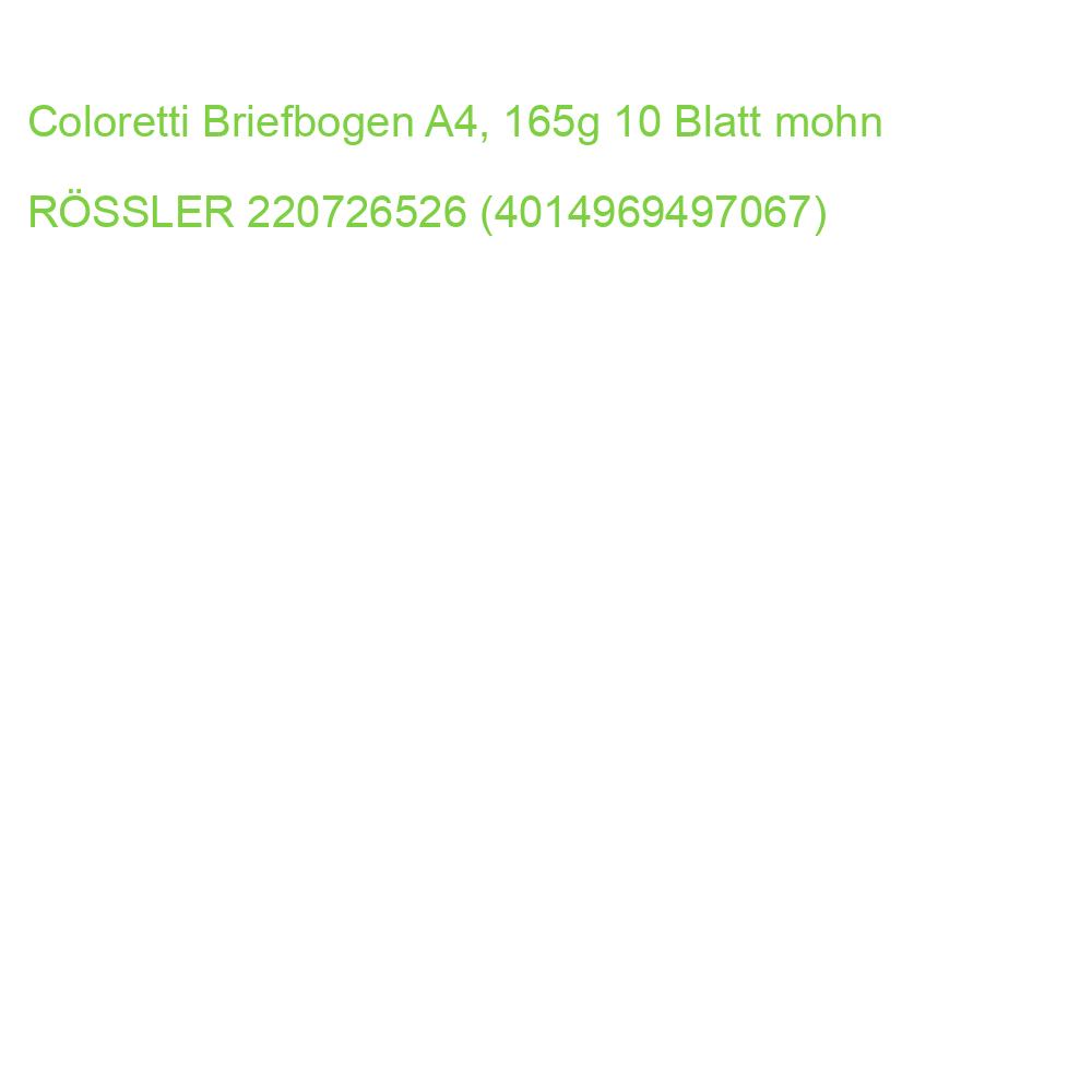 Coloretti Briefbogen A4, 165g 10 Blatt mohn RÖSSLER 220726526 (4014969497067)