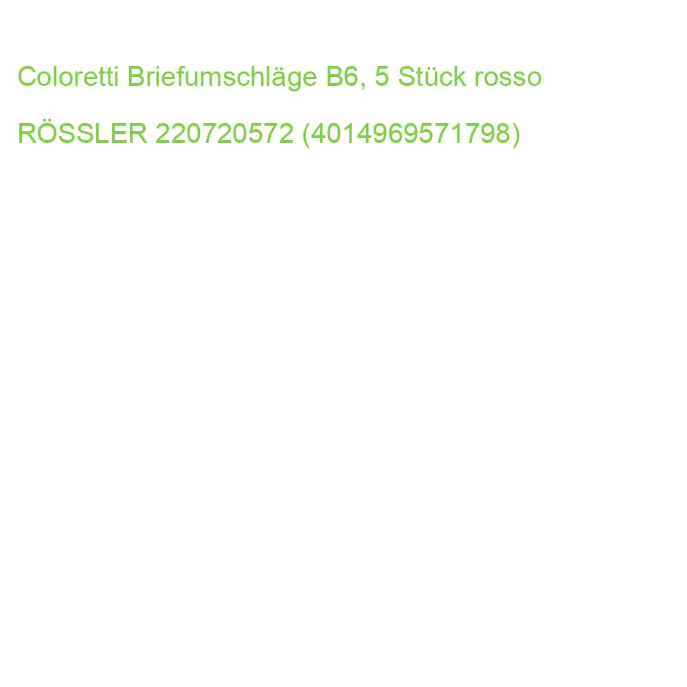 Coloretti Briefumschläge B6, 5 Stück rosso RÖSSLER 220720572 (4014969571798)
