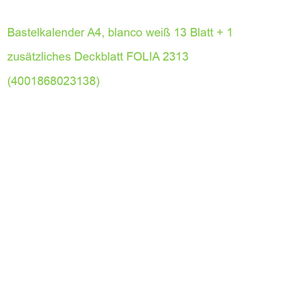 Bastelkalender A4, blanco weiß 13 Blatt + 1 zusätzliches Deckblatt FOLIA 2313 (4001868023138)