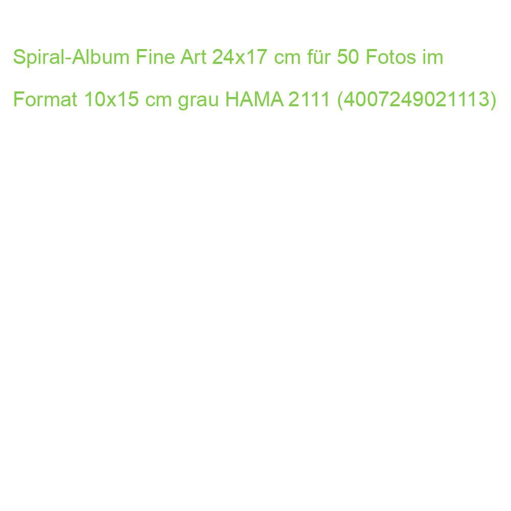 Spiral-Album Fine Art 24x17 cm für 50 Fotos im Format 10x15 cm grau HAMA 2111 (4007249021113)