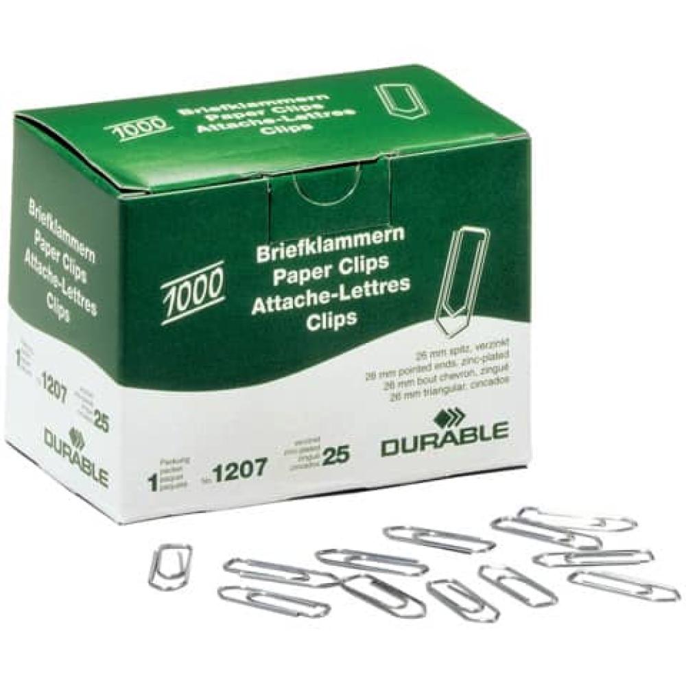 Briefklammer 26 mm Metall verzinkt Schachtel mit 1000 Stück DURABLE 1207-25 (4005546102030)