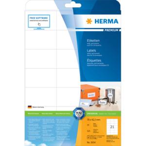 Etiketten Premium A4, weiß 70x42,3 mm Papier matt 525 St. HERMA 5054 (4008705050548)