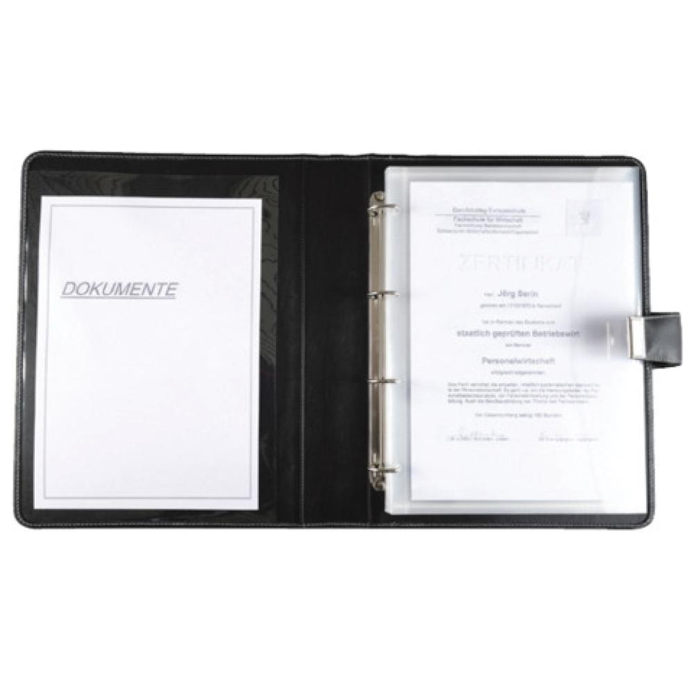 Dokumentenmappe LIMONE mit Schloß A4, Lederimitat schwarz ALASSIO 31514 (4021068315147)