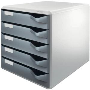 5280 Schubladenset Post-Set A4 C4, 5 halboffene Schubladen lichtgrau dunkelgrau Leitz 5280-00-89 (4002432311255)