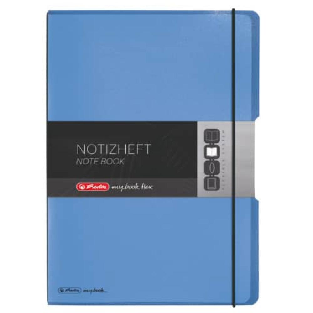 Notizheft flex A4, PP 2x 40 Blatt liniert kariert blau HERLITZ 300003351 (4008110491387)
