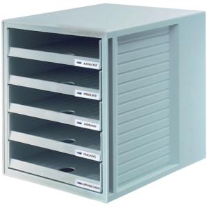 Schubladenbox SCHRANK-SET, 5 offene Schübe, lichtgrau HAN 1401-11 (4012473140158)